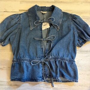 NWT American Eagle denim tie front shirt